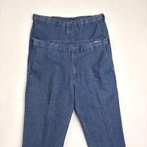 2 Pairs Haggar Mens Classic Fit Premium Stretch Denim Pants Blue 40x26 Bundle